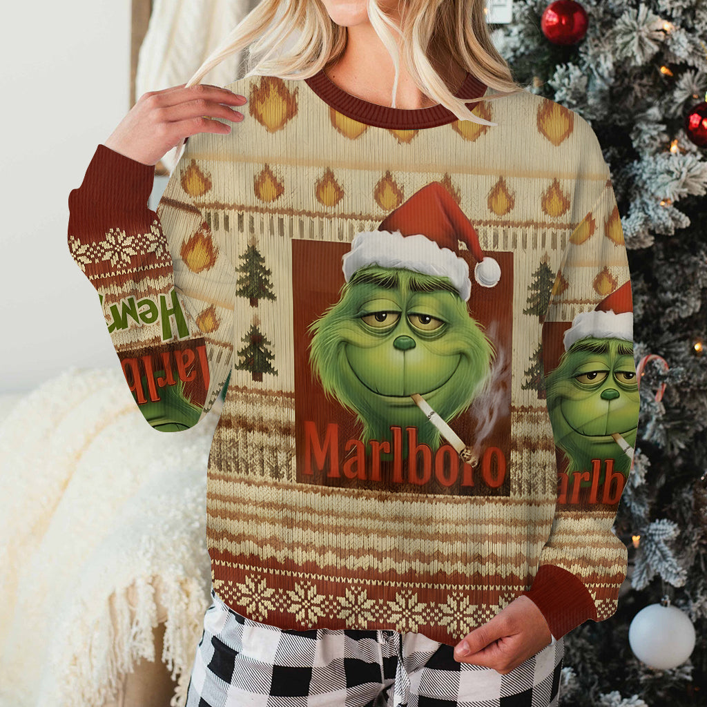 Green Monster Cigarette Christmas Movie - Personalized Stole Christmas Ugly Sweater