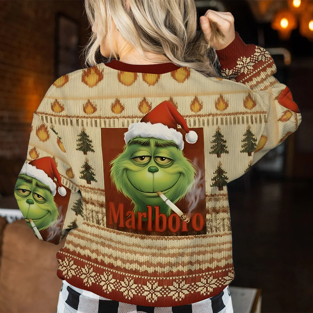 Green Monster Cigarette Christmas Movie - Personalized Stole Christmas Ugly Sweater
