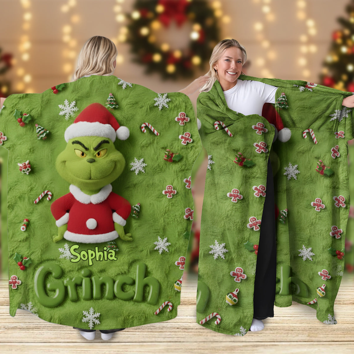Joyeux Grinchmas - Couverture de Noël personnalisée avec étole