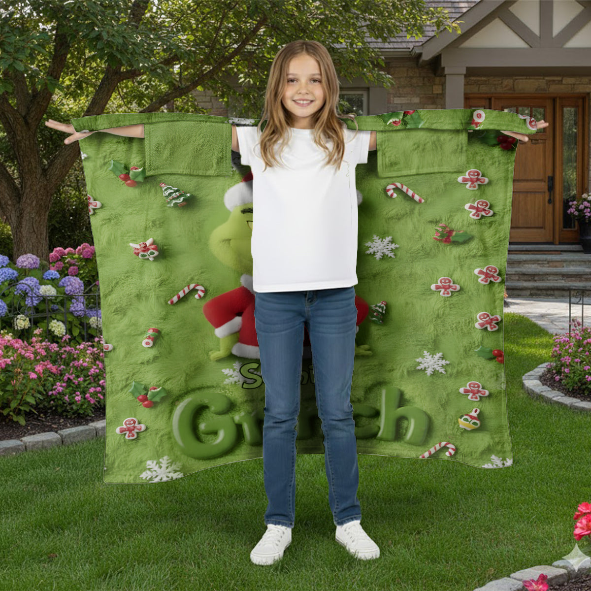 Joyeux Grinchmas - Couverture de Noël personnalisée avec étole