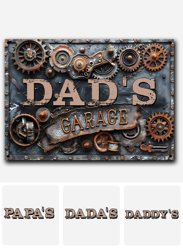 Panneau métallique rectangulaire personnalisé « Garage de papa »