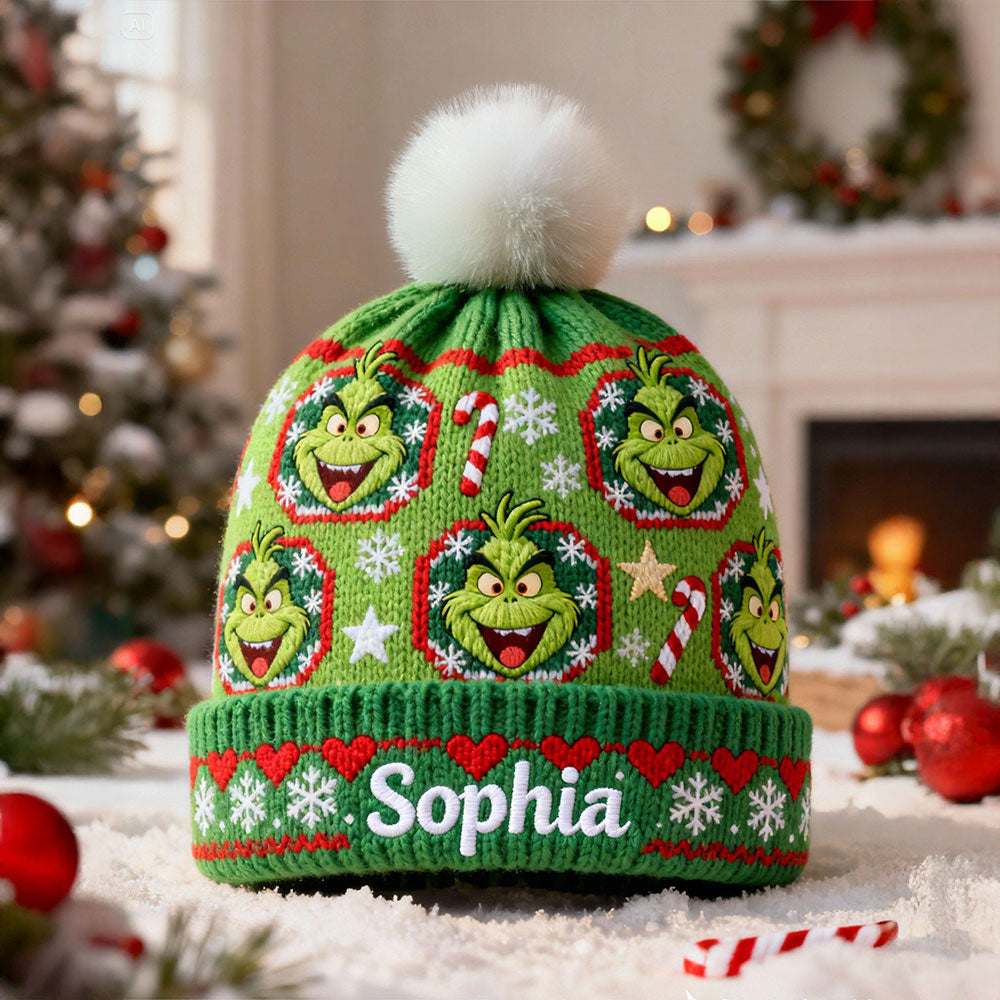 Joyeux Grinchmass - Bonnet de Noël personnalisé avec étole