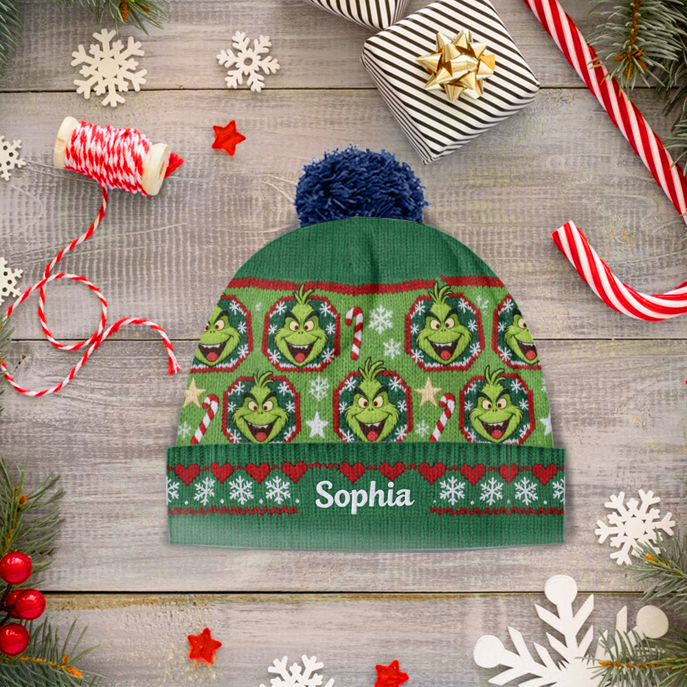 Joyeux Grinchmass - Bonnet de Noël personnalisé avec étole
