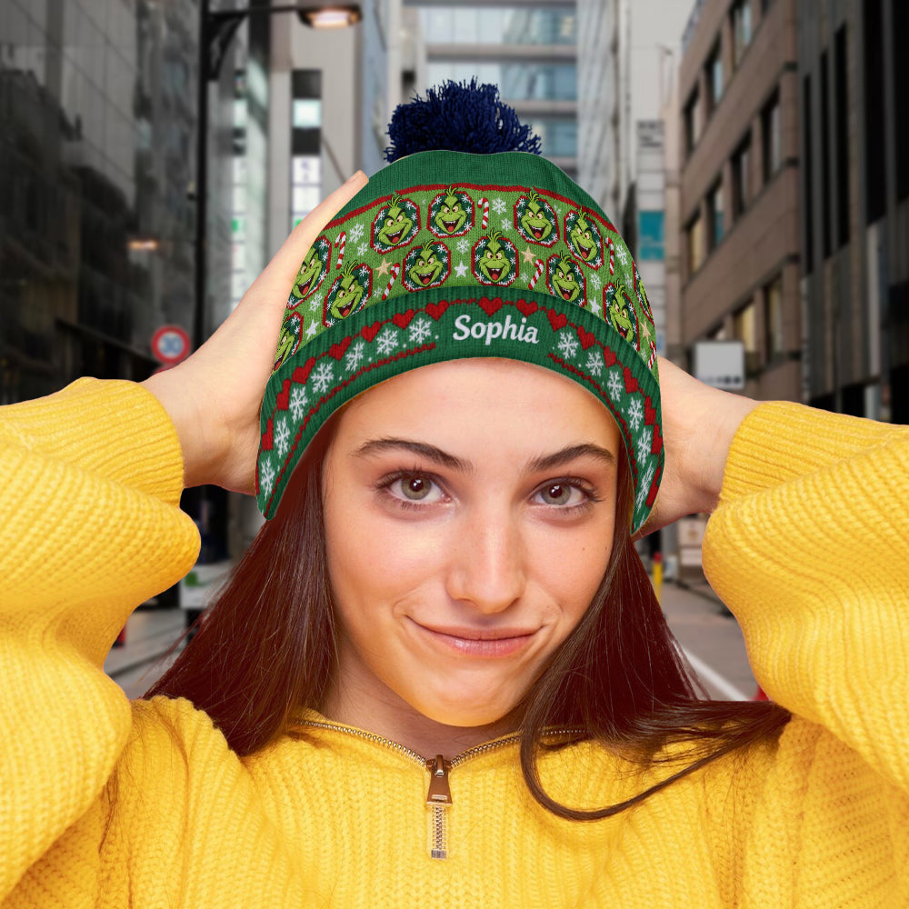 Joyeux Grinchmass - Bonnet de Noël personnalisé avec étole