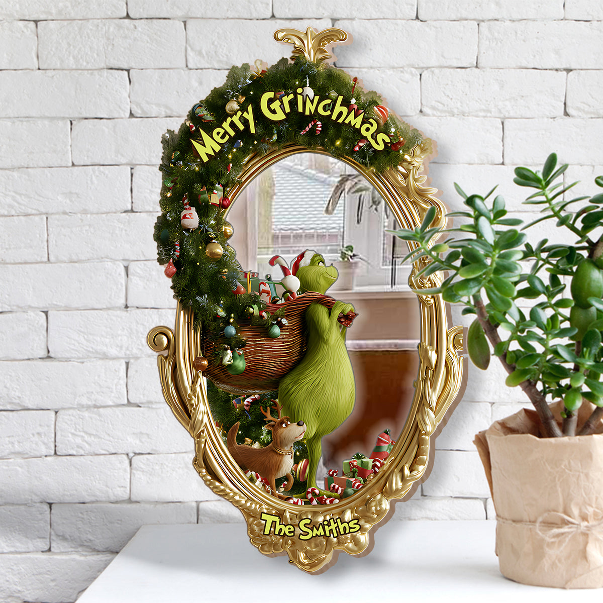 Joyeux Noël - Miroir mural personnalisé avec étole de Noël