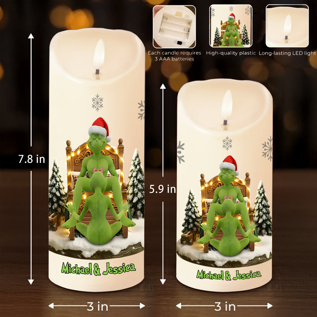 Couple Christmas - Grinchmas Gift - Personalized Stole Christmas Flameless Candle