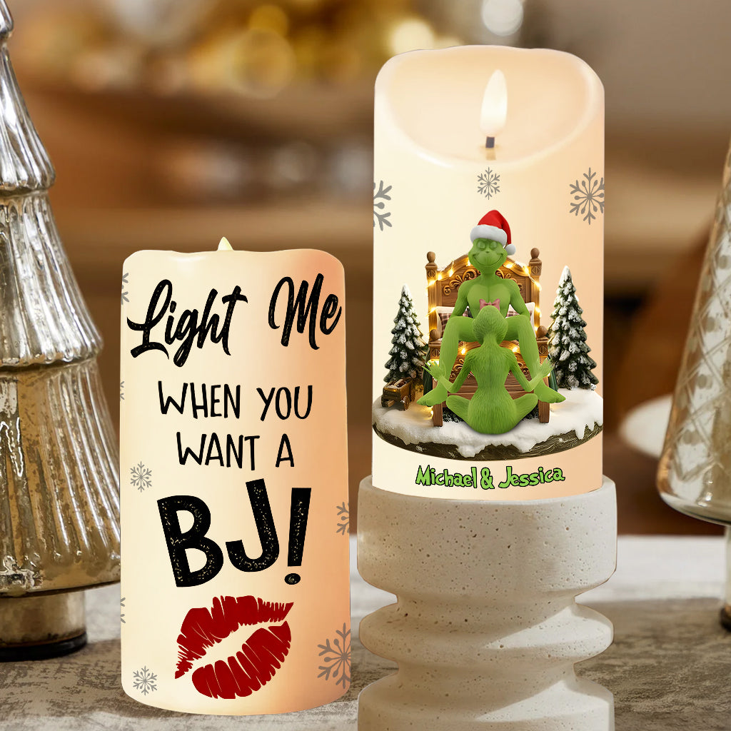 Couple Christmas - Grinchmas Gift - Personalized Stole Christmas Flameless Candle