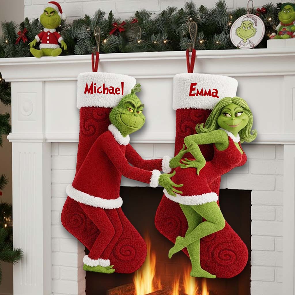 Playful Holiday - Personalized Couple Shaped Christmas Stocking