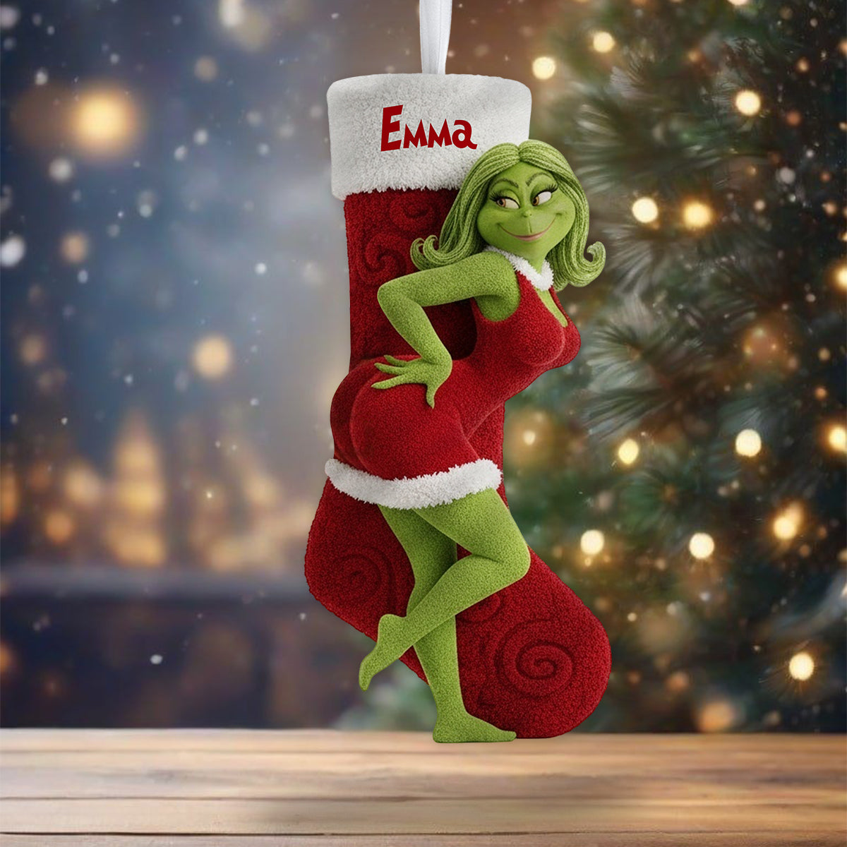 Playful Holiday - Personalized Couple Shaped Christmas Stocking