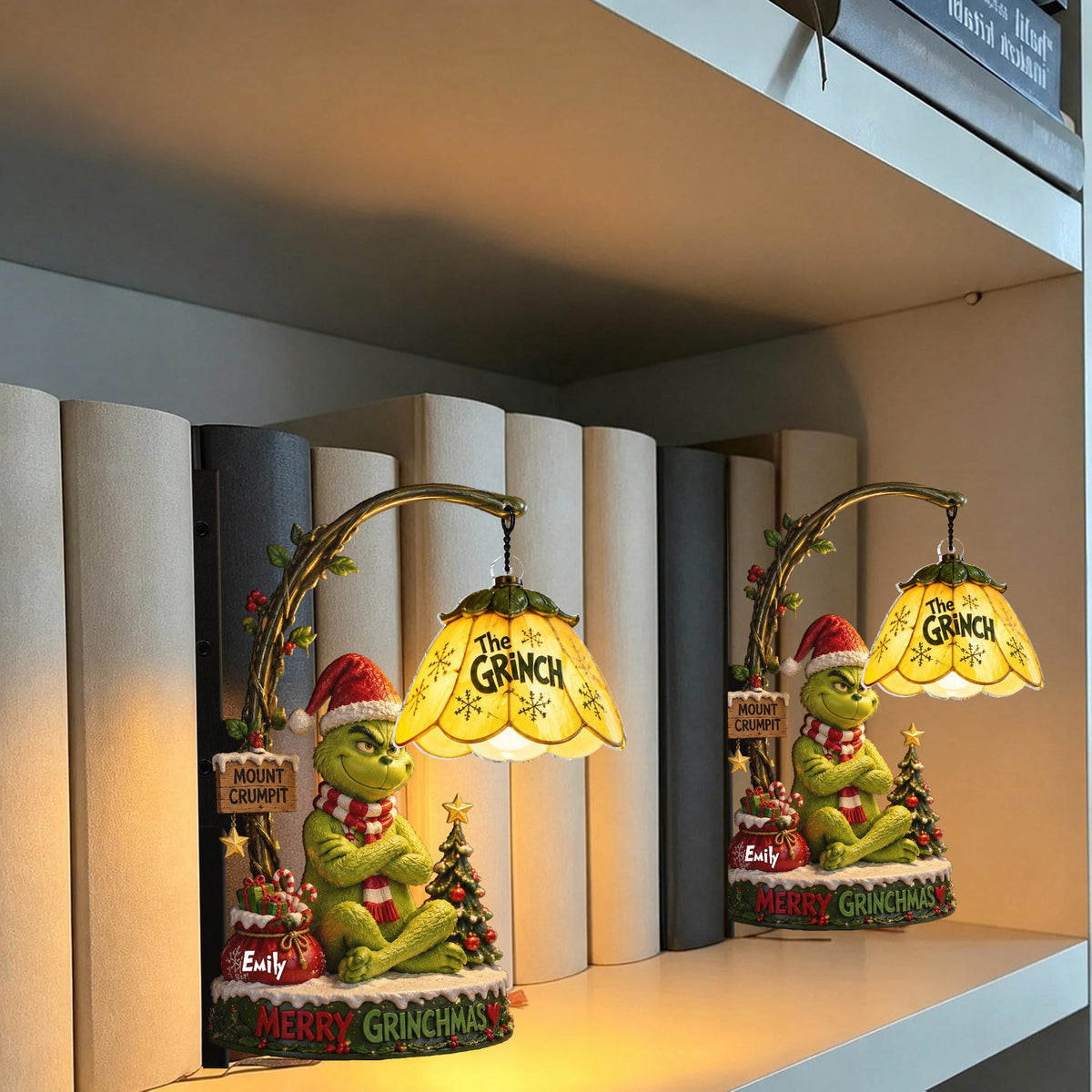Merry Grinchmas - Personalized Stole Christmas Bookshelf Lamp