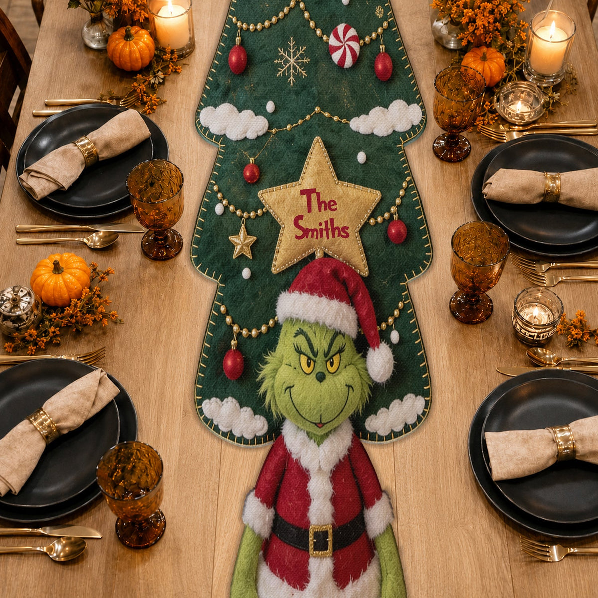 Merry Grinchmas - Personalized Stole Christmas Custom Shape Table Runner