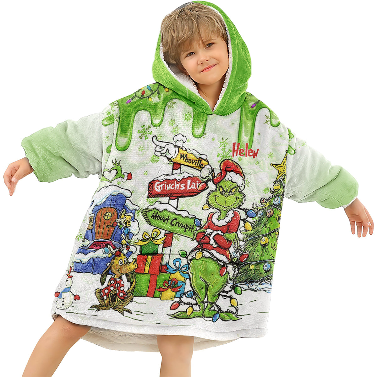 Bienvenue à Wholeville - Sweat à capuche personnalisé avec étole de Noël