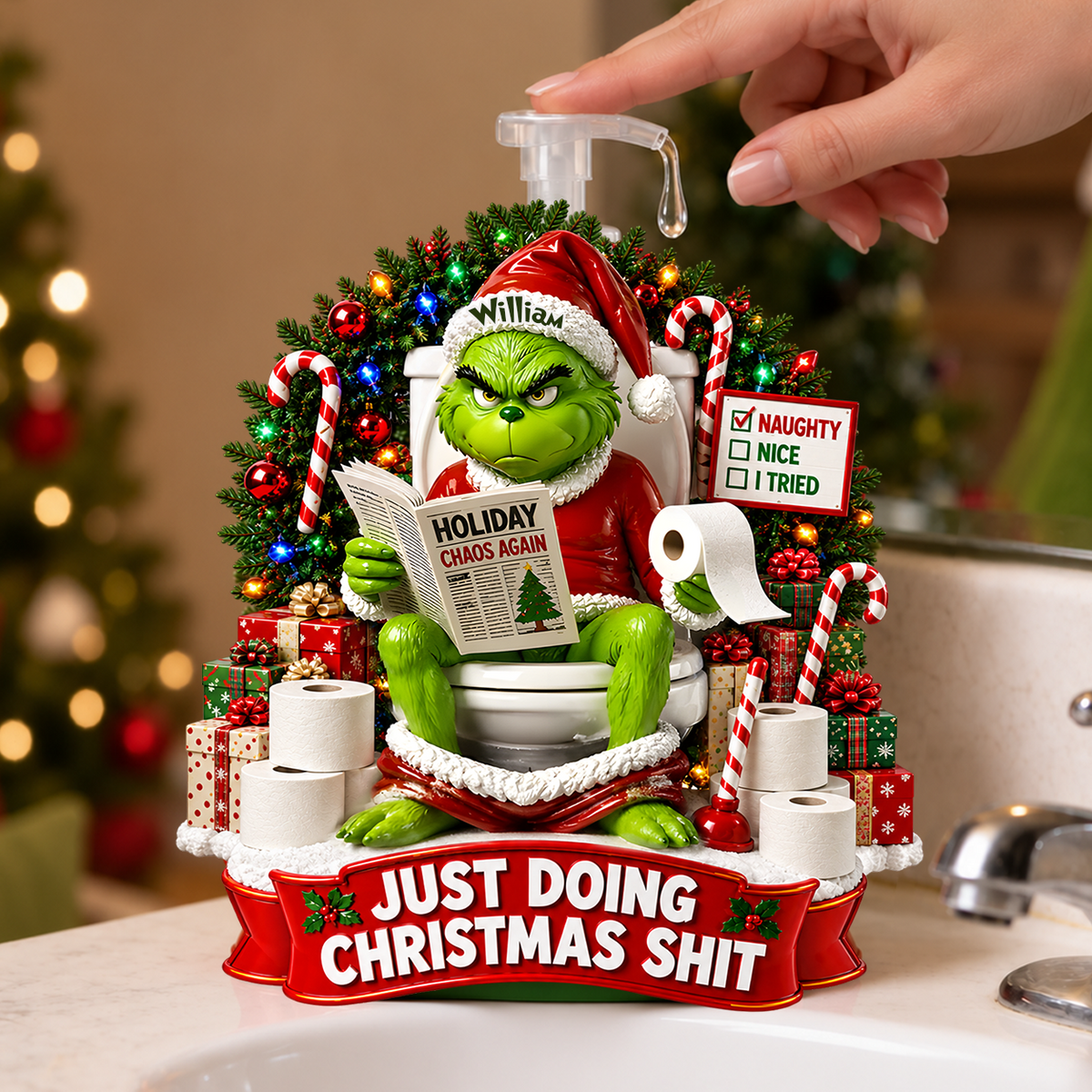 Just Doing Christmas Sht - Personalized Stole Christmas Pump Dispenser