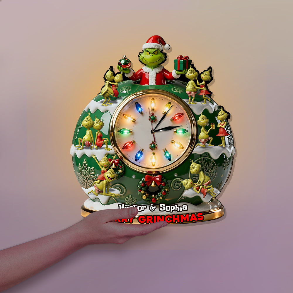 Merry Grinchmas - Personalized Stole Christmas LED Light Wall Clock