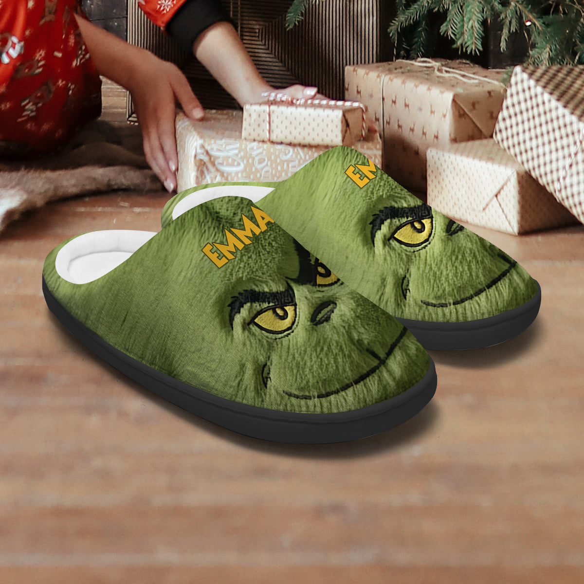 Green Monster - Personalized Stole Christmas Slippers