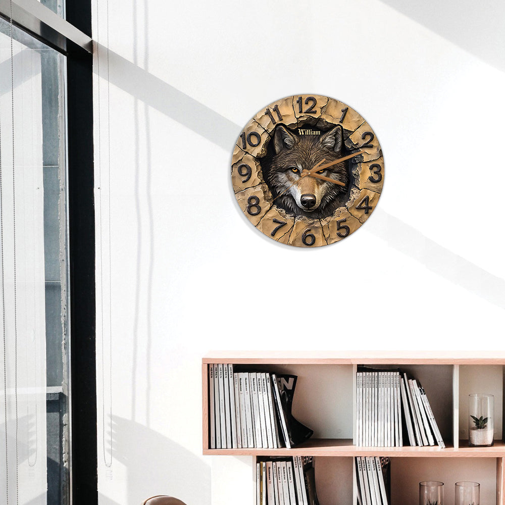 Cool Wolf - Personalized Wolf Wall Clock