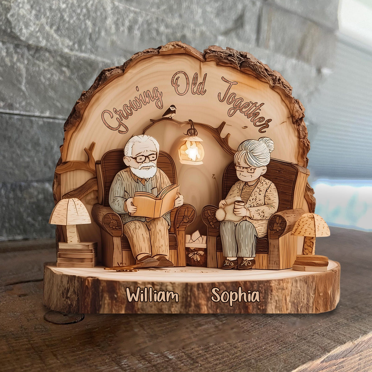Vieillir ensemble - Plaque en bois personnalisée pour couple