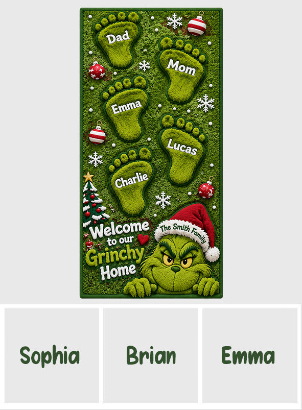 Welcome To Our Grinchy Family - Personalized Stole Christmas Non-Slip Tufted Rug