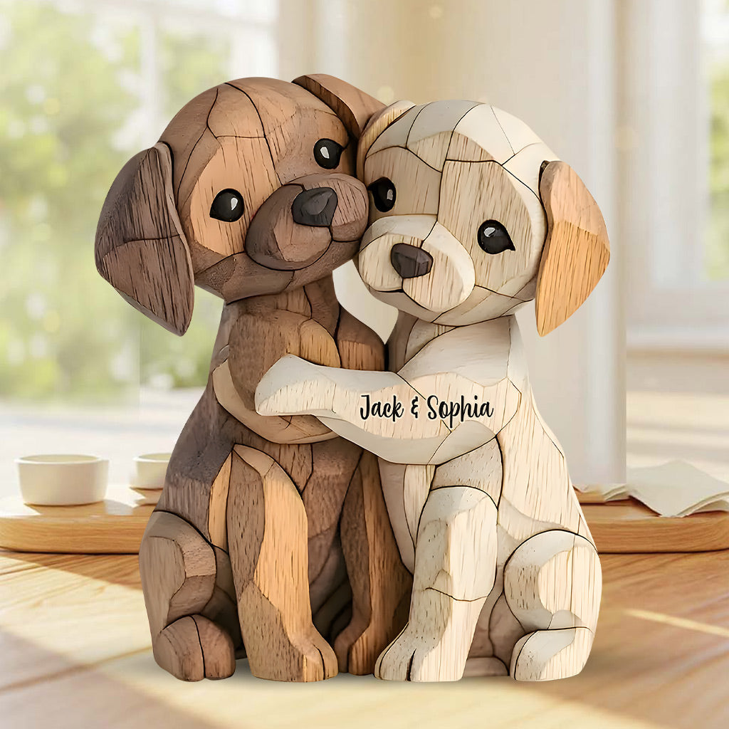 Chiots câlins - Plaque acrylique personnalisée en forme de chien