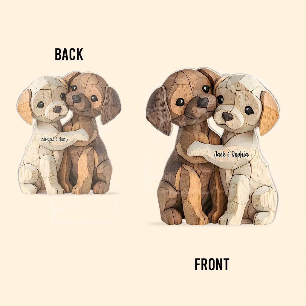 Chiots câlins - Plaque acrylique personnalisée en forme de chien