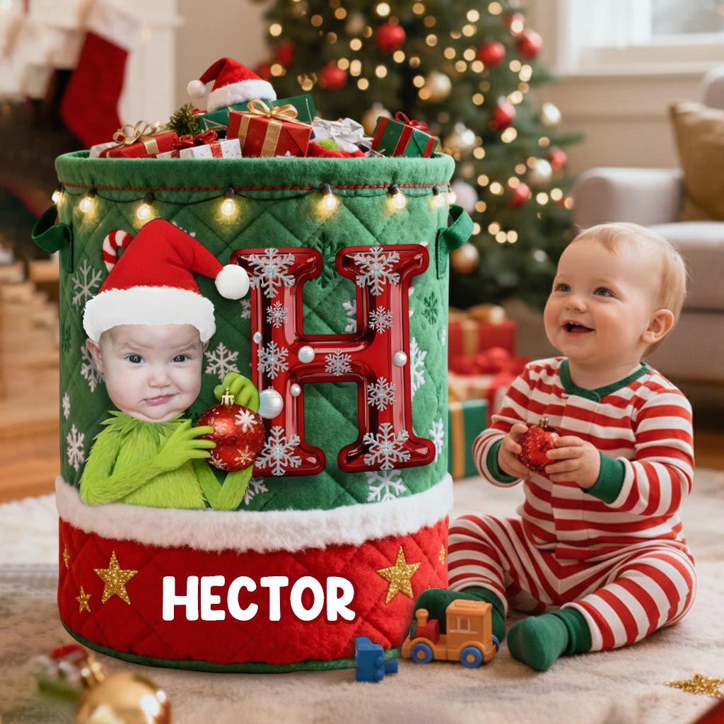 Joyeux Grinchmas - Panier de rangement personnalisé pour étole de Noël