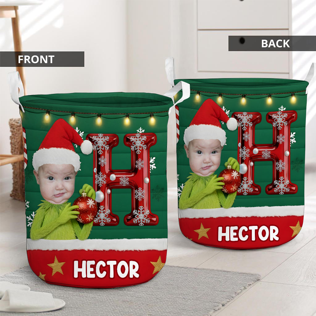 Joyeux Grinchmas - Panier de rangement personnalisé pour étole de Noël