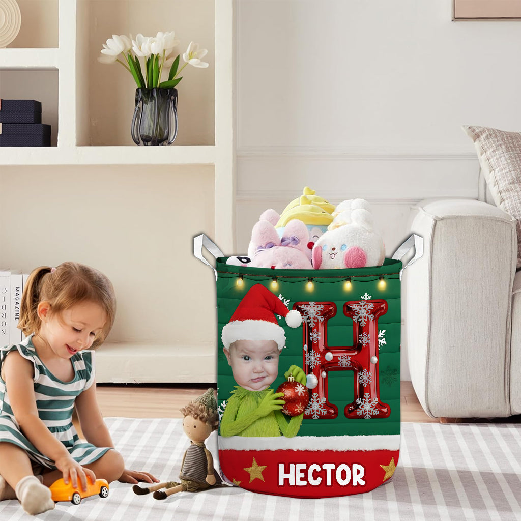 Joyeux Grinchmas - Panier de rangement personnalisé pour étole de Noël