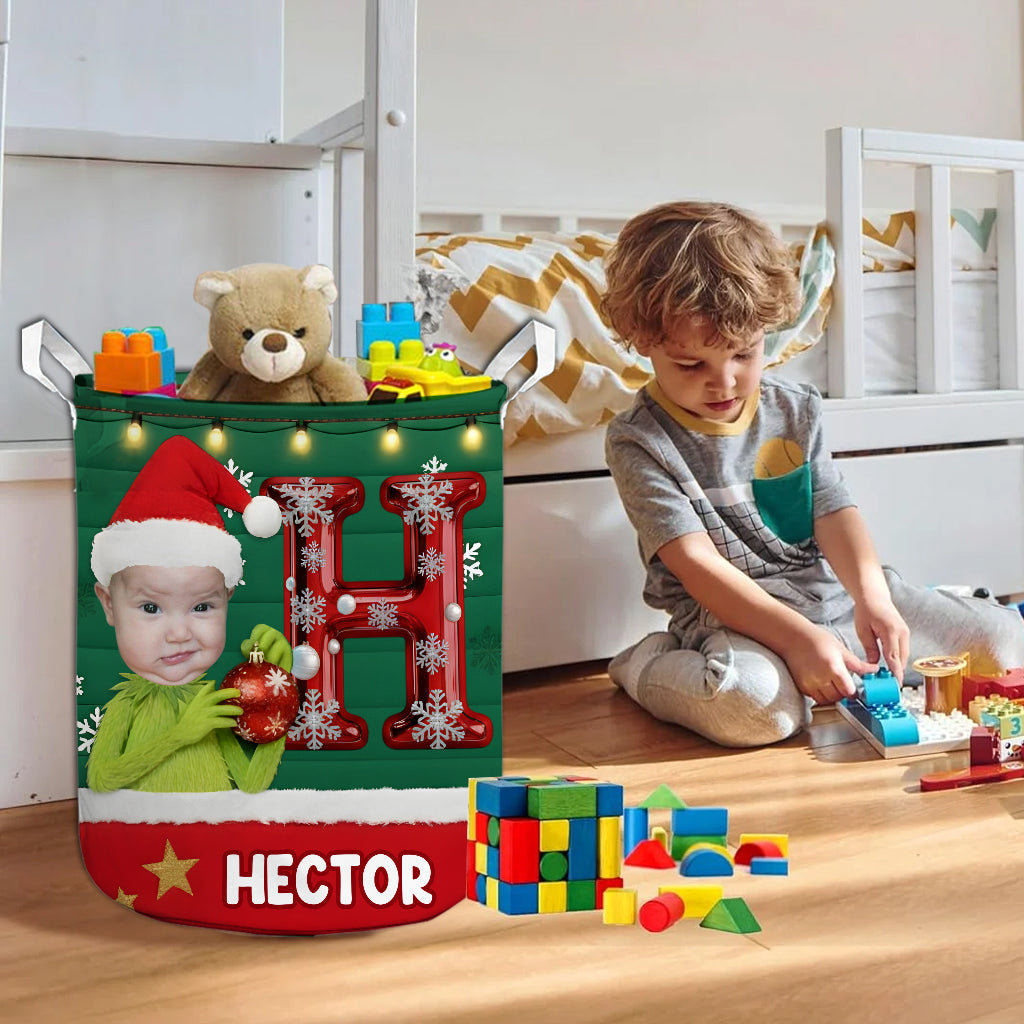 Joyeux Grinchmas - Panier de rangement personnalisé pour étole de Noël