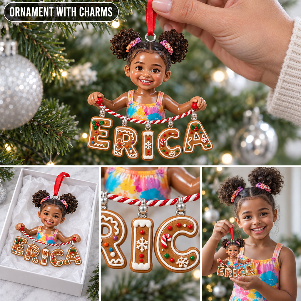 Test Holding Name Letter Gift For Kids - Personalized Kid Ornament With Charm
