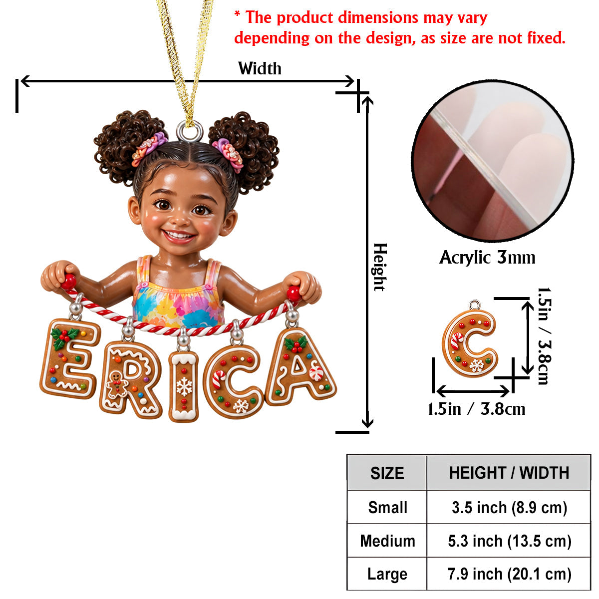 Test Holding Name Letter Gift For Kids - Personalized Kid Ornament With Charm
