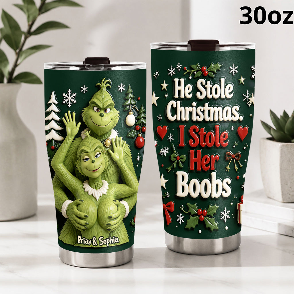 Naughty Couple Grinchmas - Personalized Stole Christmas Tumbler