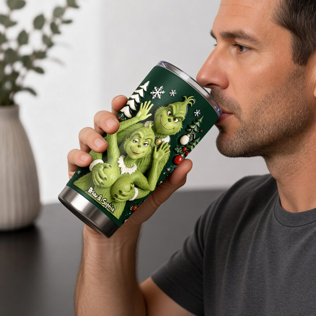 Naughty Couple Grinchmas - Personalized Stole Christmas Tumbler