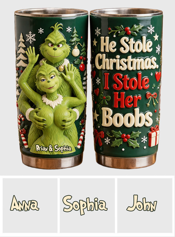 Naughty Couple Grinchmas - Personalized Stole Christmas Tumbler
