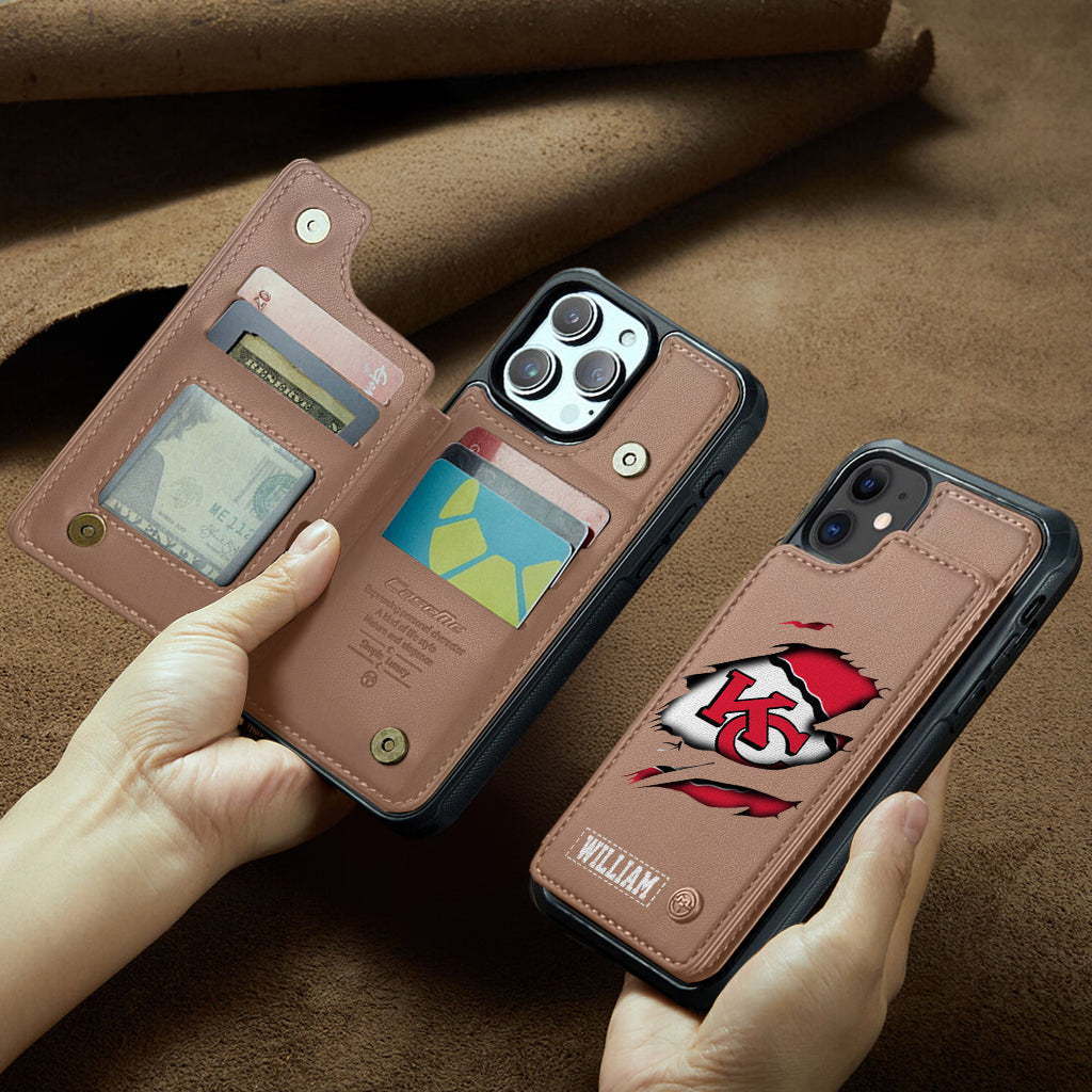 Passionné de football ? Étui portefeuille personnalisé pour téléphone, style football américain.