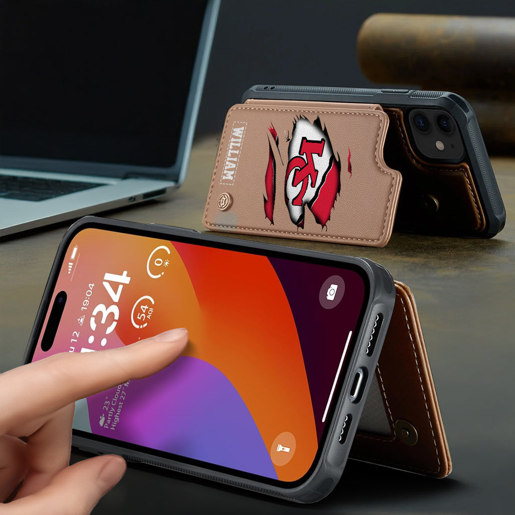 Passionné de football ? Étui portefeuille personnalisé pour téléphone, style football américain.