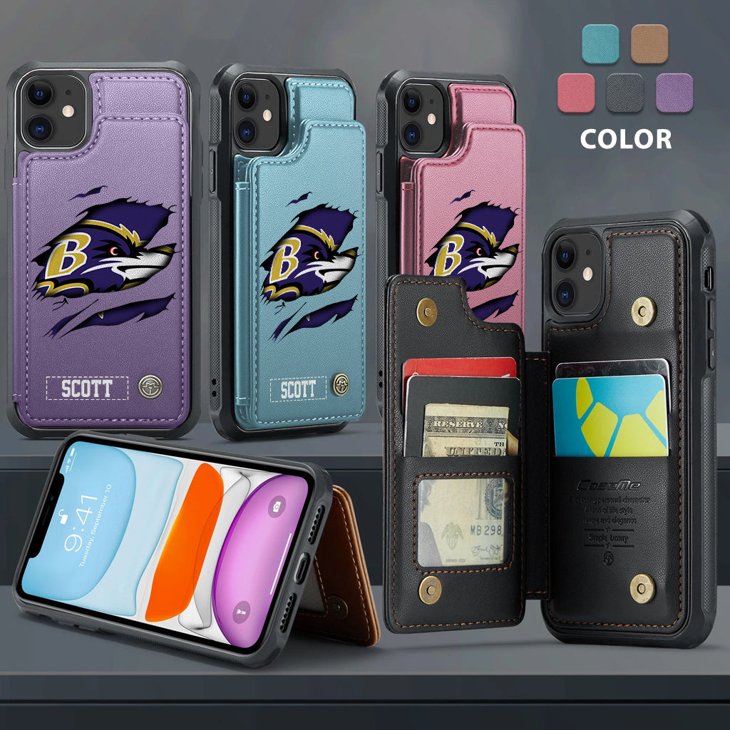 Passionné de football ? Étui portefeuille personnalisé pour téléphone, style football américain.