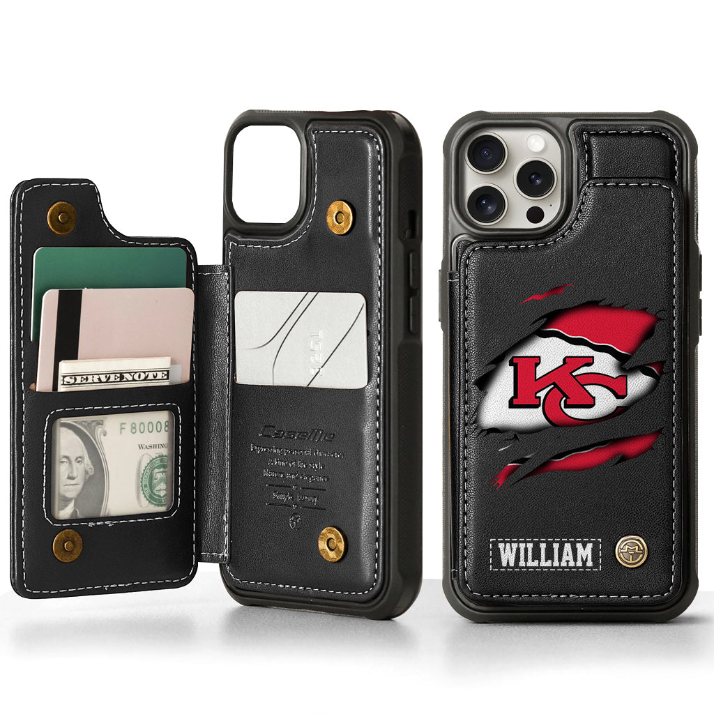 Passionné de football ? Étui portefeuille personnalisé pour téléphone, style football américain.