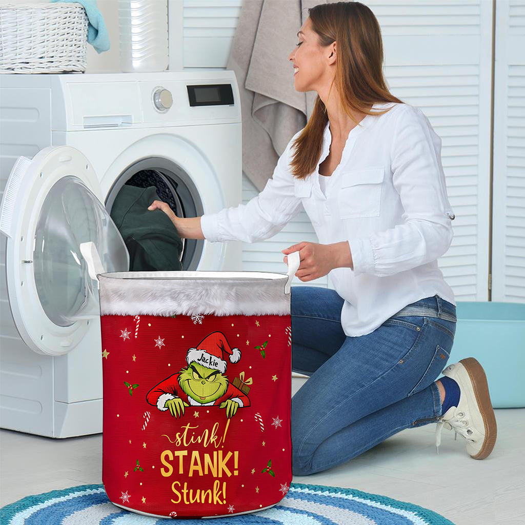 Tabouret et panier de rangement Grinchmas - Panier de rangement personnalisé pour étole de Noël