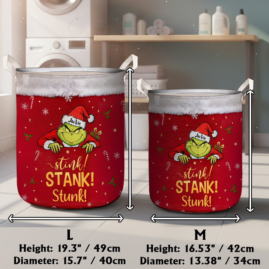 Tabouret et panier de rangement Grinchmas - Panier de rangement personnalisé pour étole de Noël