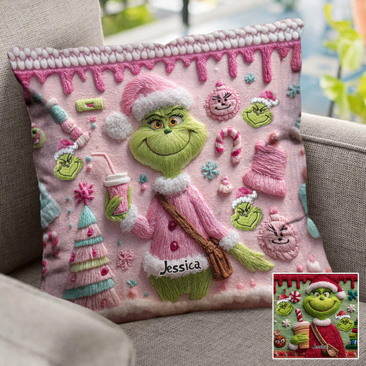 Merry Grinchmas - Personalized Stole Christmas Throw Pillow