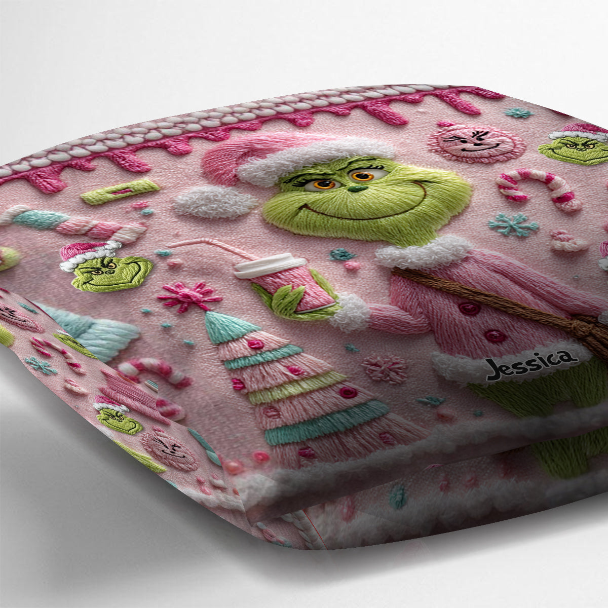 Merry Grinchmas - Personalized Stole Christmas Throw Pillow