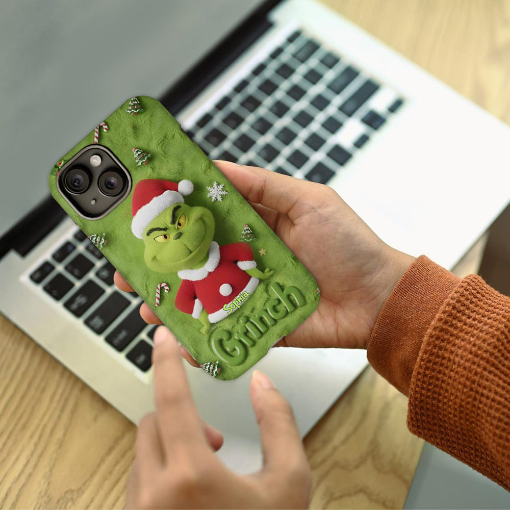 Joyeux Grinchmas - Coque de téléphone personnalisée avec imprimé intégral « Étole de Noël »