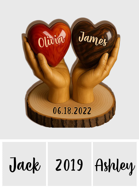 Deux cœurs, un amour - Plaque en bois personnalisée pour couple