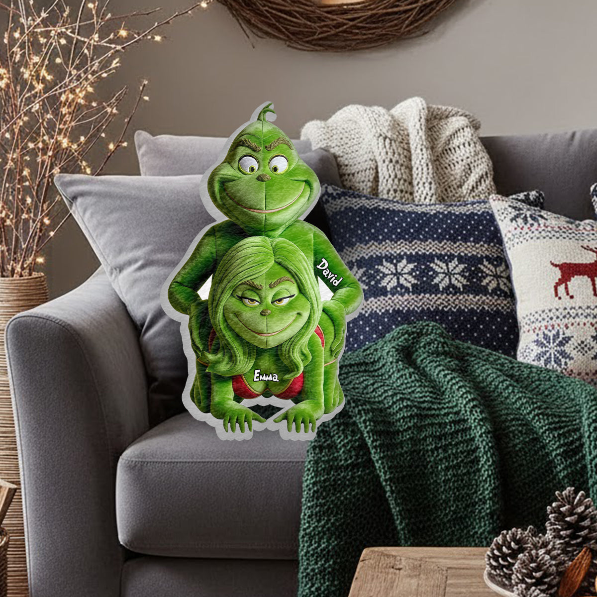 Funny Gift For Couple - Personalized Stole Christmas Faux Fur Shaped Pillow