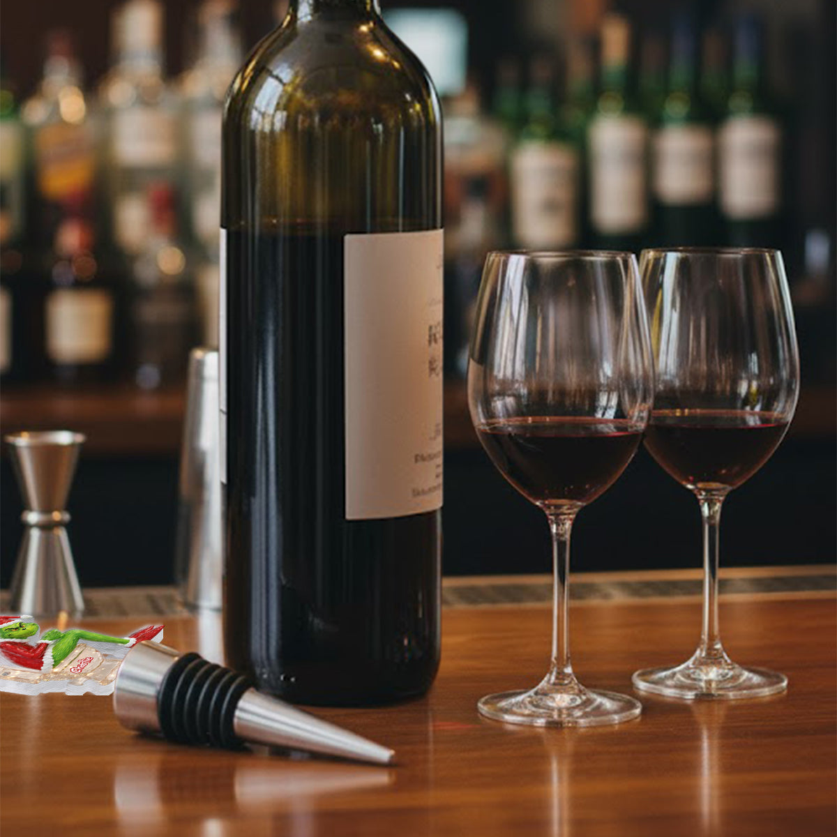 Grinchmas Pooping - Bouchon de bouteille personnalisé en forme d'étole de Noël