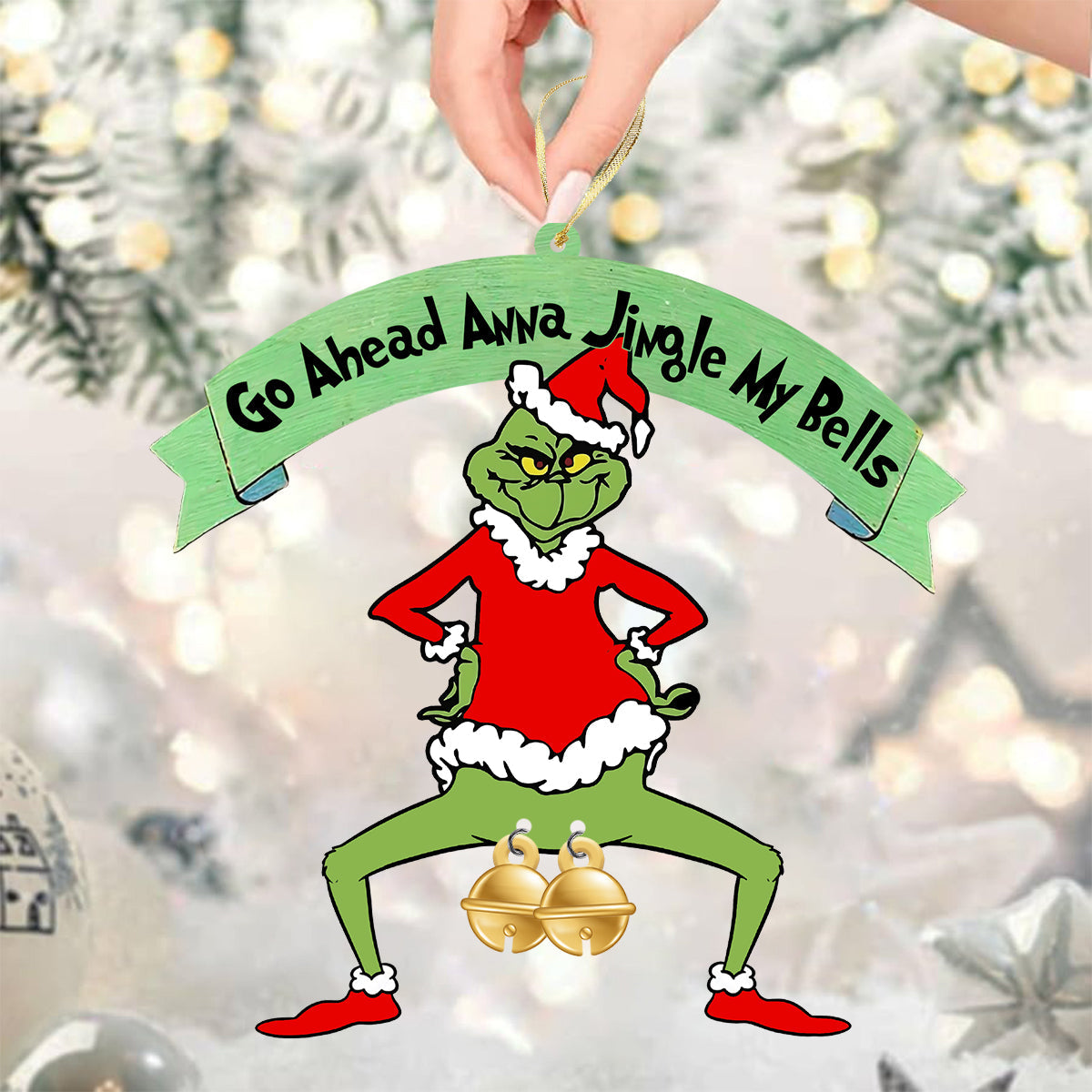 Jingle My Bells - Ornement de Noël personnalisé en forme d'étole avec breloque