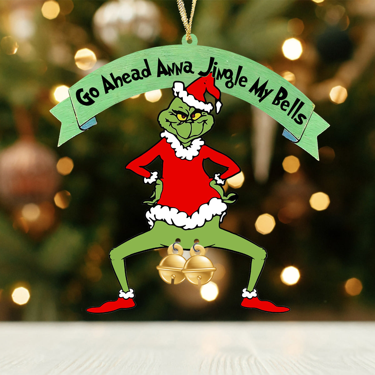 Jingle My Bells - Ornement de Noël personnalisé en forme d'étole avec breloque