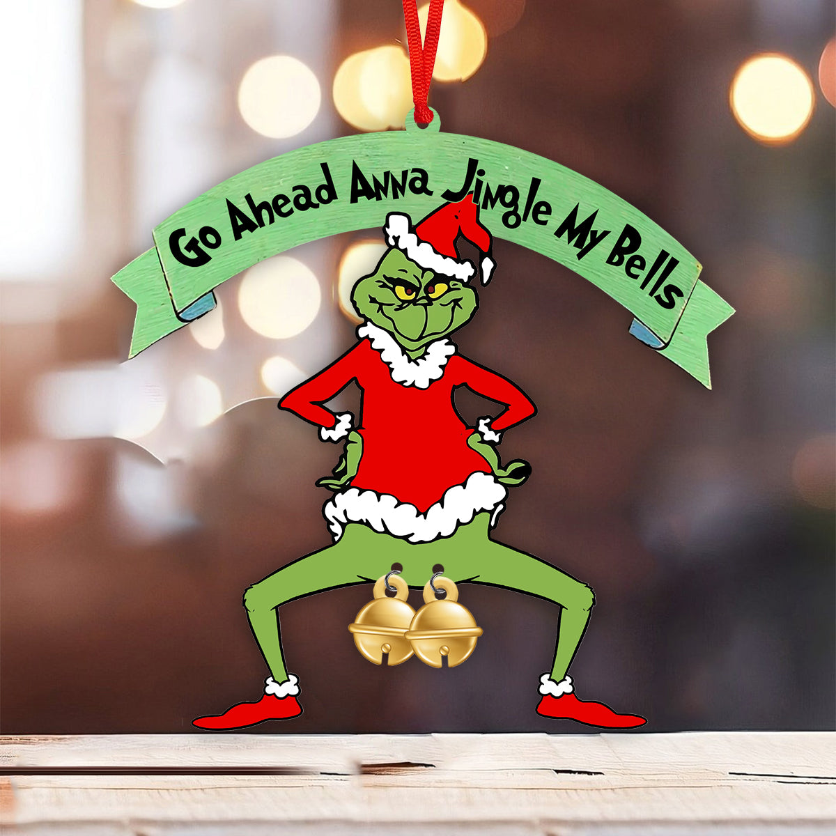 Jingle My Bells - Ornement de Noël personnalisé en forme d'étole avec breloque