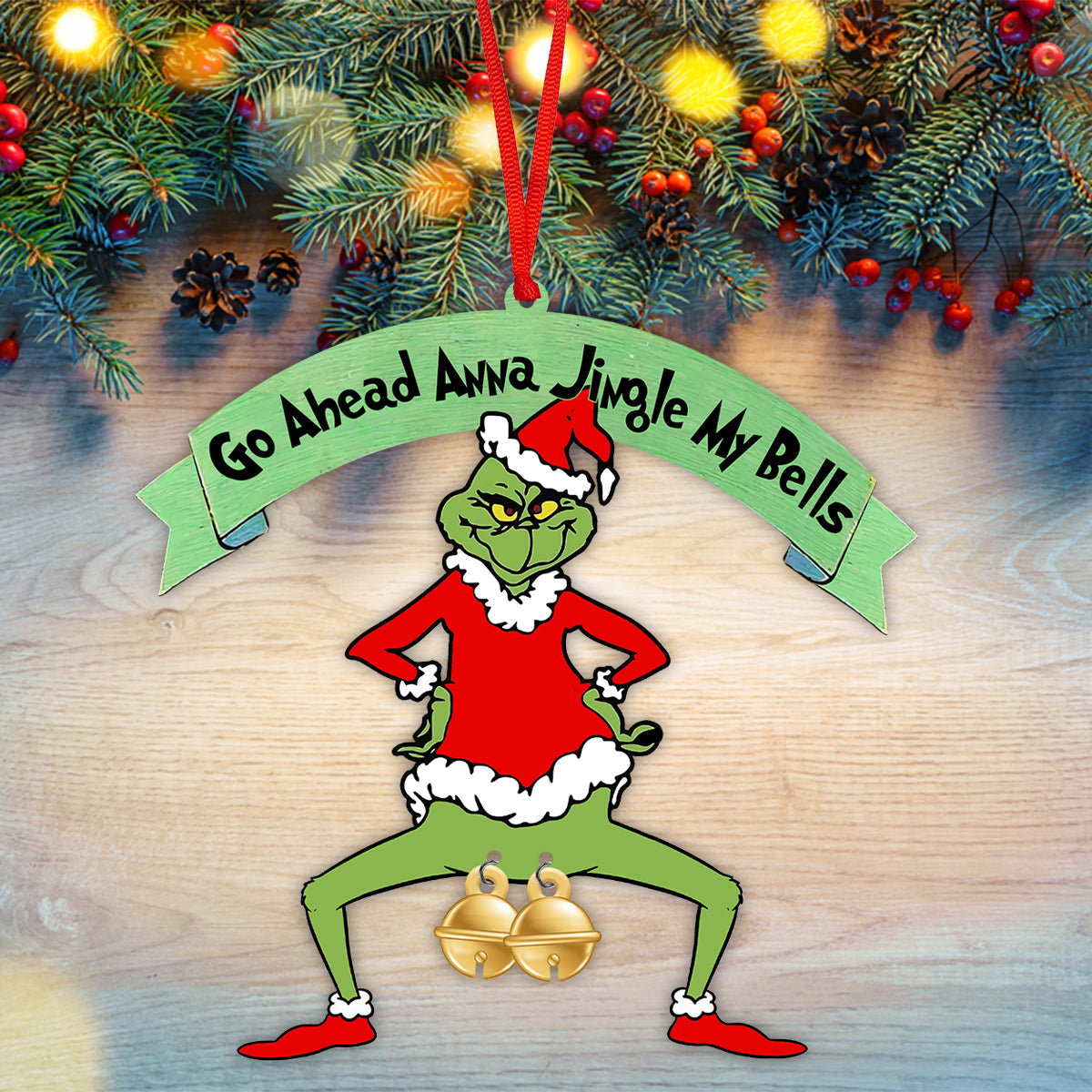 Jingle My Bells - Ornement de Noël personnalisé en forme d'étole avec breloque