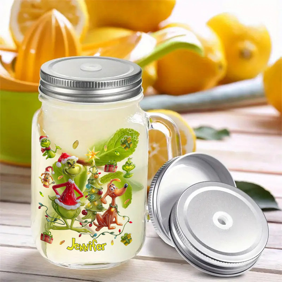 Joyeux Noël Vert - Étole de Noël personnalisée pour bocal Mason
